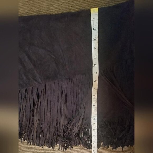 Coastal Cowgirl Mini Skirt Asymmetrical Faux Suede Fringe Western Festival - Picture 12 of 16